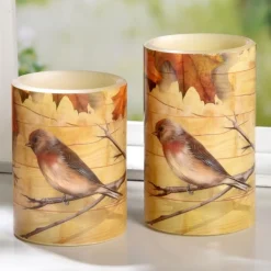 Décorations-Tempsl 2 bougies LED automne