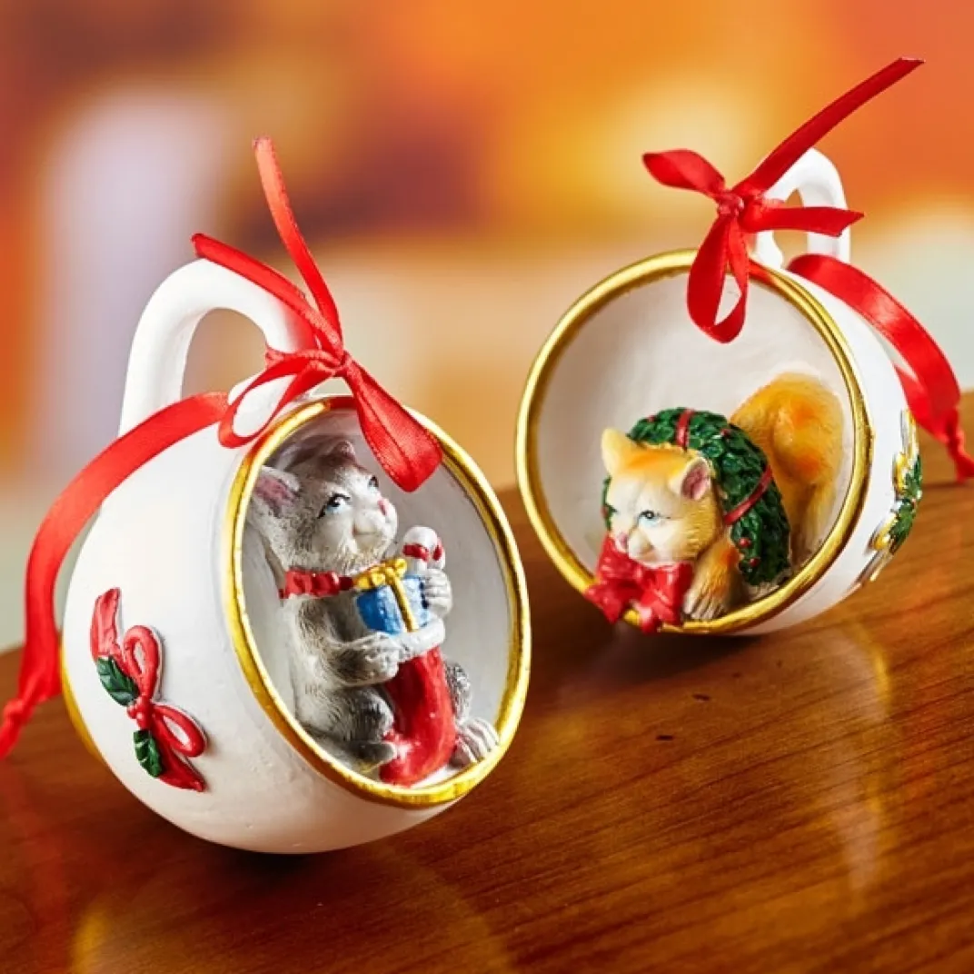 Décorations Intérieures Noël|Décorations-Tempsl 4 tasses décoration chatons Noël