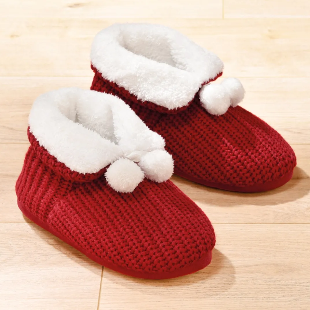 Chaussures, Chaussons Et Accessoires-Tempsl Chaussons pompons rouge
