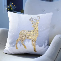 Décorations Intérieures Noël|Décorations-Tempsl Coussin cerf pailleté