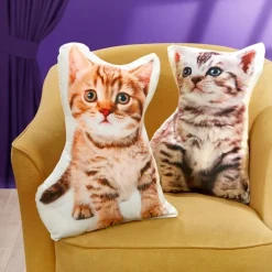 Décorations-Tempsl Coussin forme chaton Roux