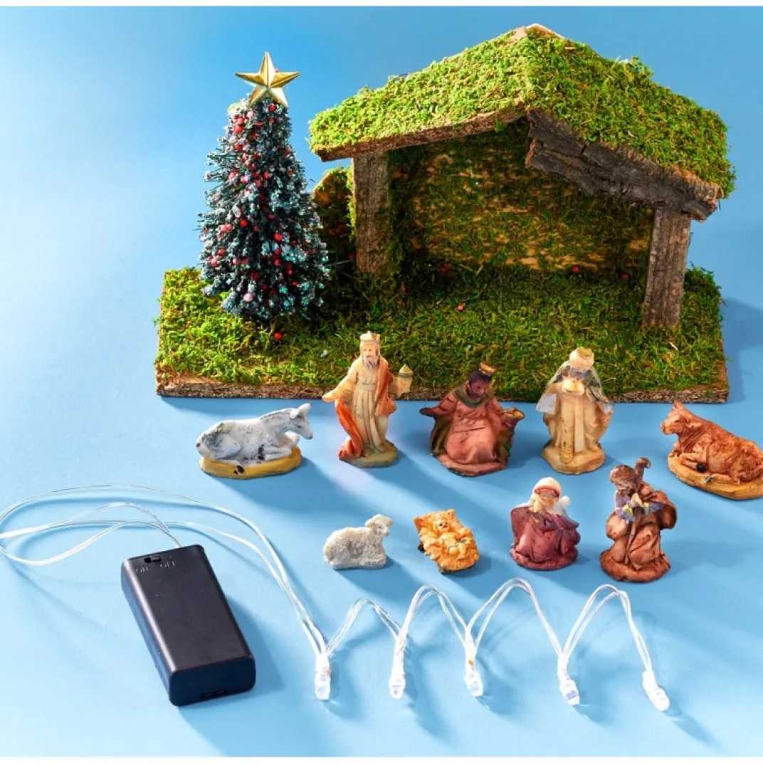 Décorations Intérieures Noël|Décorations-Tempsl Crèche de Noël LED