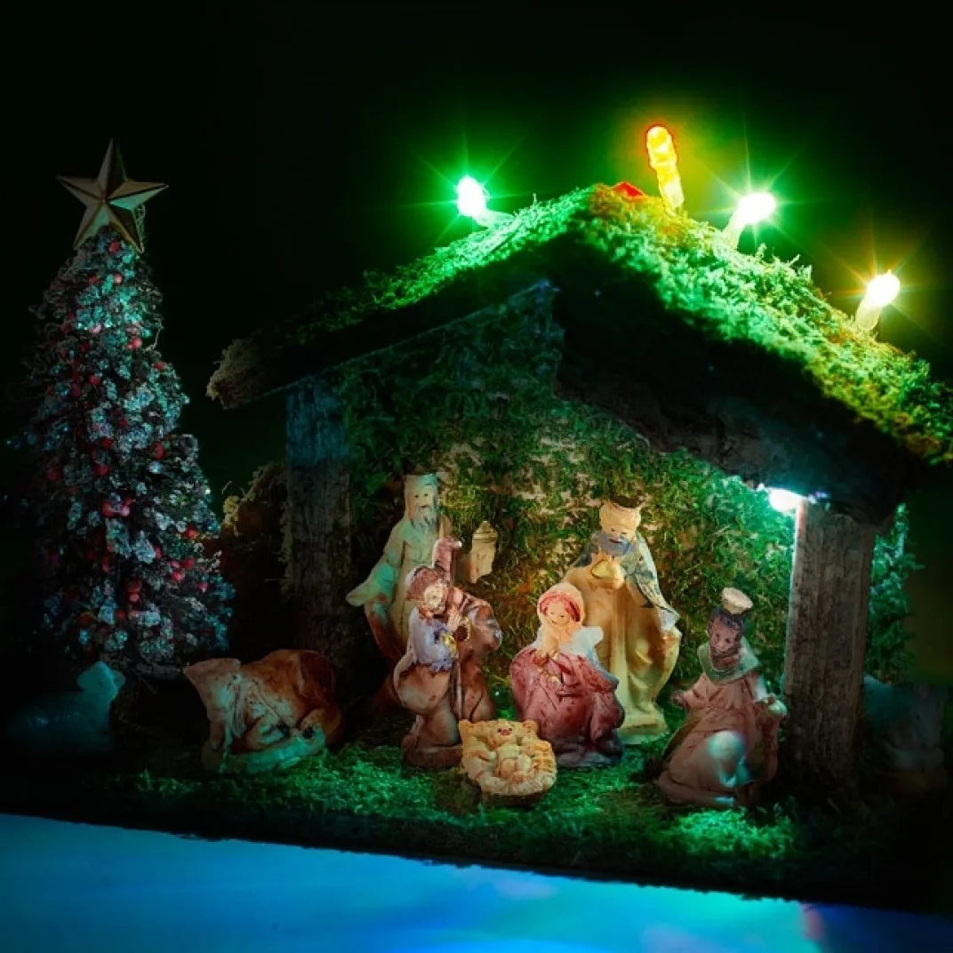 Décorations Intérieures Noël|Décorations-Tempsl Crèche de Noël LED