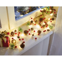 Décorations Intérieures Noël|Table De Noël-Tempsl Guirlande pommes de pin