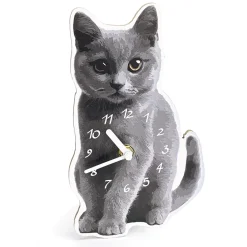 Décorations-Tempsl Horloge chat gris