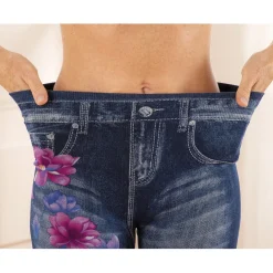 Vêtements-Tempsl Jegging taille haute imprimé bleu S/M