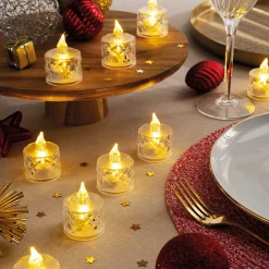 Décorations Intérieures Noël|Décorations-Tempsl Lot de 12 bougies LED