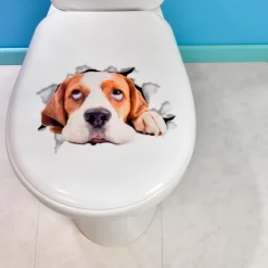 Salle De Bain Et Hygiène-Tempsl Lot de 2 stickers WC chat et chien