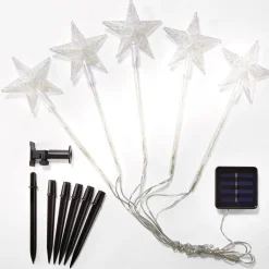 Décorations Extérieures Noël|Décorations Lumineuses-Tempsl Lot de 5 étoiles solaires