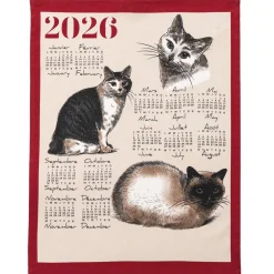 Organisation Et Entretien-Tempsl Lot de 3 torchons calendrier chat/chien/animaux de la forêt 2026