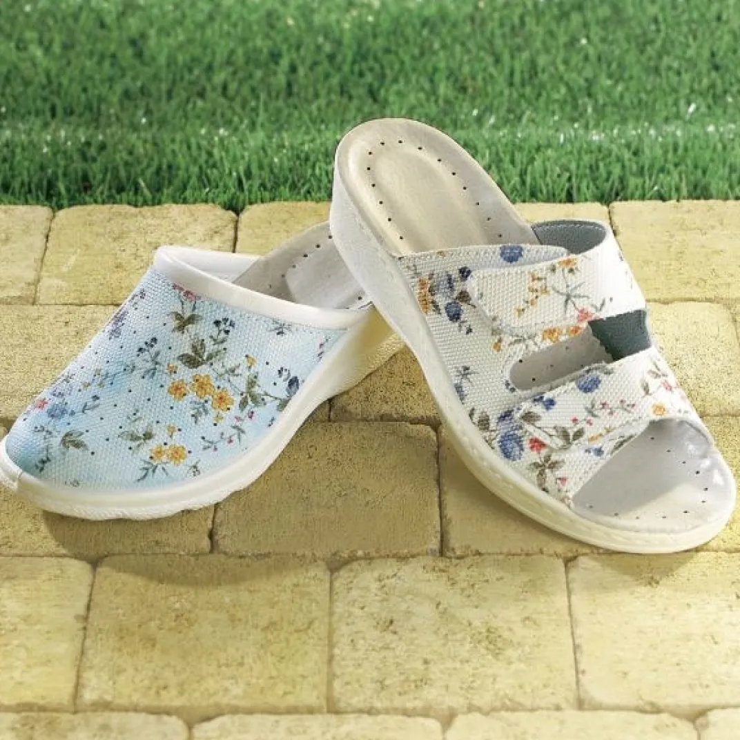 Chaussures, Chaussons Et Accessoires|Accessoires Et Outils Jardin-Tempsl Mules fleuries Blanc ou Bleu