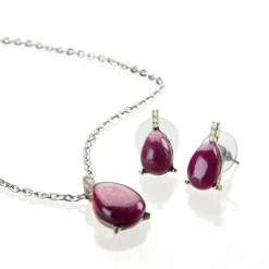 Sacs, Bijoux Et Accessoires-Tempsl Parure pendentif + boucles d'oreilles goutte bordeaux