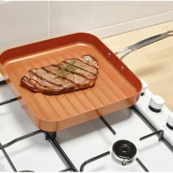 Cuisson Et Accessoires-Tempsl Poêle grill cuivrée