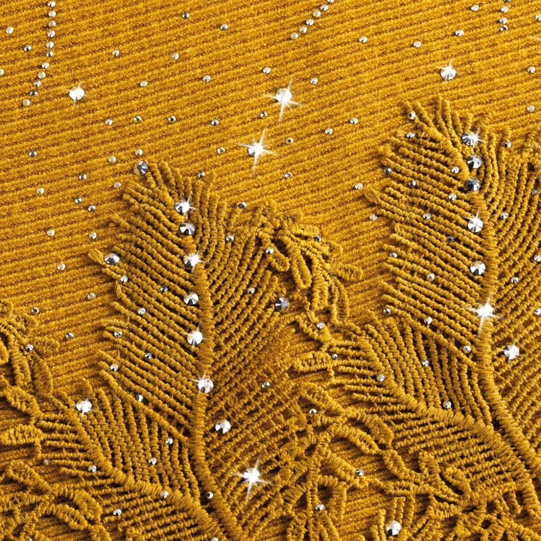 Vêtements-Tempsl Pull dentelle & strass jaune