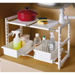 Organisation Et Entretien-Tempsl Sous-évier réglable 2 tiroirs