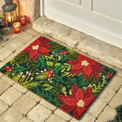 Décorations Extérieures Noël|Décorations Lumineuses-Tempsl Tapis coco poinsettia