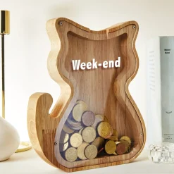 Idées Cadeaux Noël|Décorations-Tempsl Tirelire chat bois