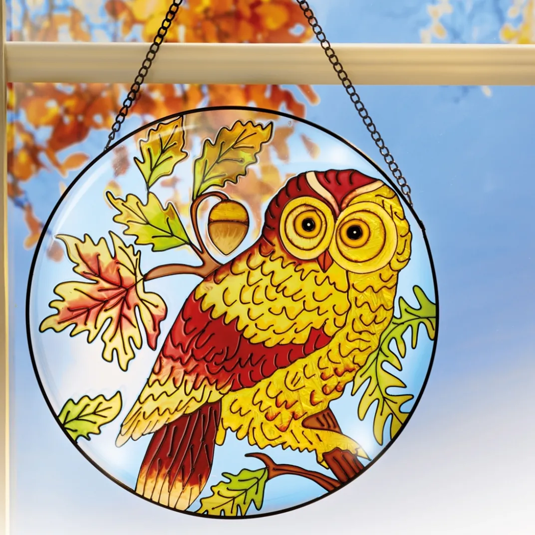 Décorations-Tempsl Vitrail chouette