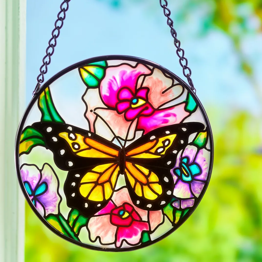 Décorations-Tempsl Vitrail papillon